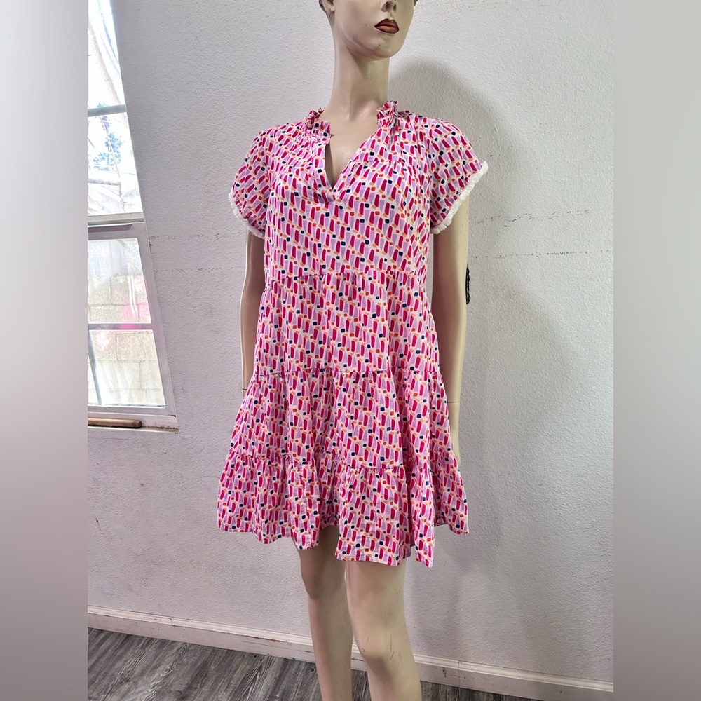 THLM Vibrant Pink Patterned Dress